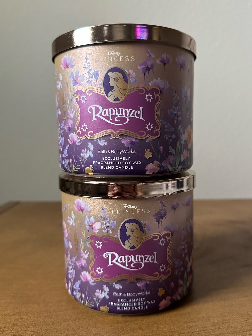 X2 Bath & Body Works Disney princess RAPUNZEL  3 wick candles NEW